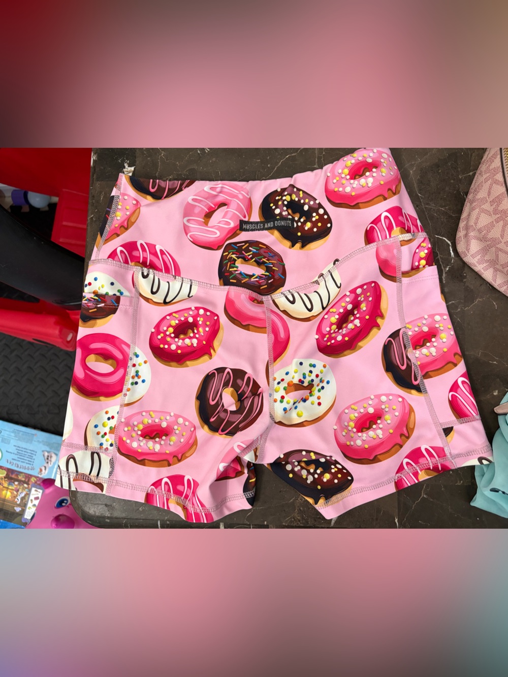 Donut Print Pink Workout Shorts